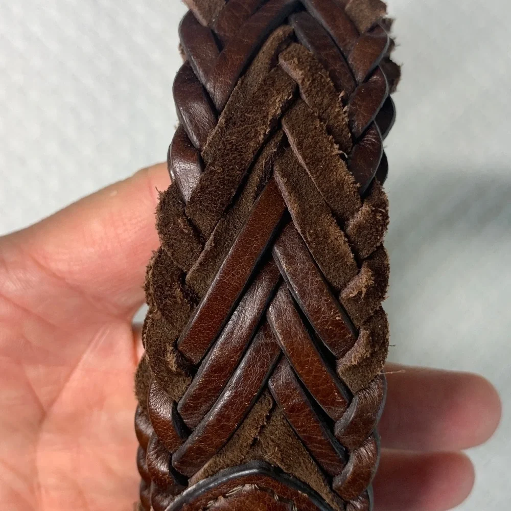Tommy Bahama leather braided belt brown leather and suede size 38-40 large